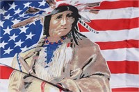 Native American on American Flag