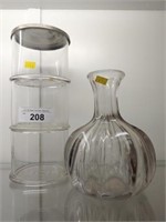 Glass 3-Part Canister w/Glass Vase