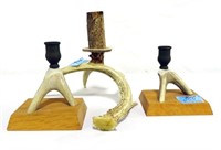 3 ANTLER CANDLE STICKS