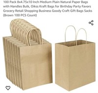 MSRP $28 100 Pack Brown Kraft Bags