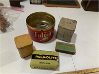lot of vintage tins and soap