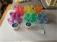 24 PIECE FUN COLORED TUMBLER SET WITH 2 UNOPENED