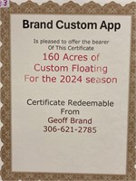 160 Acres Custom Floating Certificate