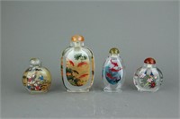 4 Pc Republic Inner Painted Glass Snuff Bottles