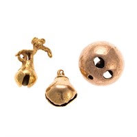 Three Pre-Columbian Bells, 18K, 24.3 Grams