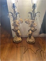 Art nouveau cherub Lamps