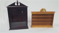 TWO WOOD WALL DISPLAY CASES