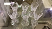 6 Waterford crystal glass cordial glasses,