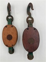 Pair Of Antique UW Pulleys