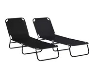 Outsunny Black 2-Piece Metal Outdoor Chaise Lounge