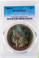 Coin 1881-S Morgan Silver Dollar PCGS MS65