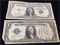 2-Silver certificates one is a FUNNY BACK