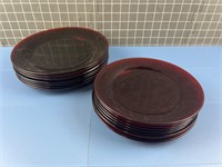 14X RUBY RED DINNER & SALAD PLATES MID CENTURY