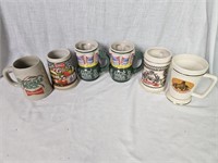 6 Assorted Budweiser Beer Stein Mugs