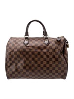 Louis Vuitton Brn Ctd Canvas Zip Lock Top Hdl Bag