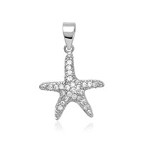 White Sapphire Accented Starfish Silver Pendant