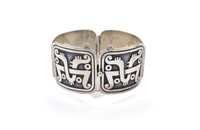Retro period Taxco silver panelled bracelet