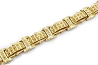 Pave diamond & 14ct yellow gold bracelet