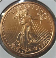 .999 fine copper one AVDP ounce walking Liberty