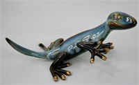Pottery Gecko Figurine 24kt Gold Toes
