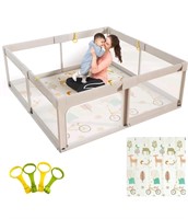 Mloong Baby Playpen with Mat, 59x59