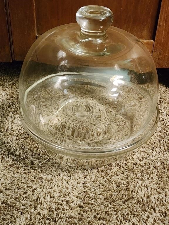 Vintage Glass Cake Stand With Cover