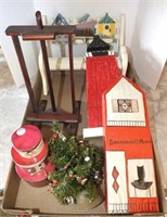 NESTING SANTA BOXES, EASEL AND DOLL BENCH