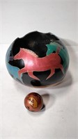 Hand Painted Gourd Pot & Small Gourd Shaker
