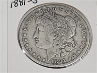 1881 S Silver Morgan Dollasar Coin