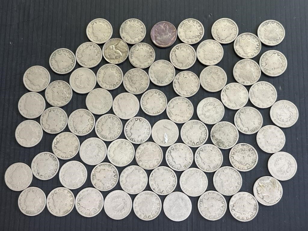 66+/- V Nickels etc US Coin Lot