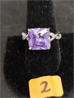 Square Cut Stone Ring Marked 925 Sz 9 1/2