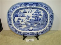 Vintage Blue Ceramic Japan Serving Tray
