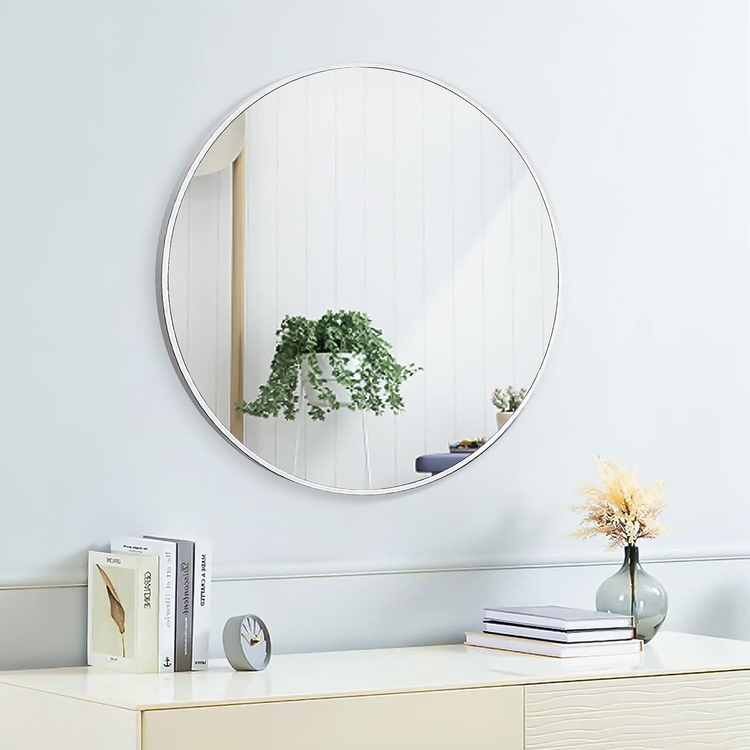 Round Mirror Metal Frame for Entryway 16x16