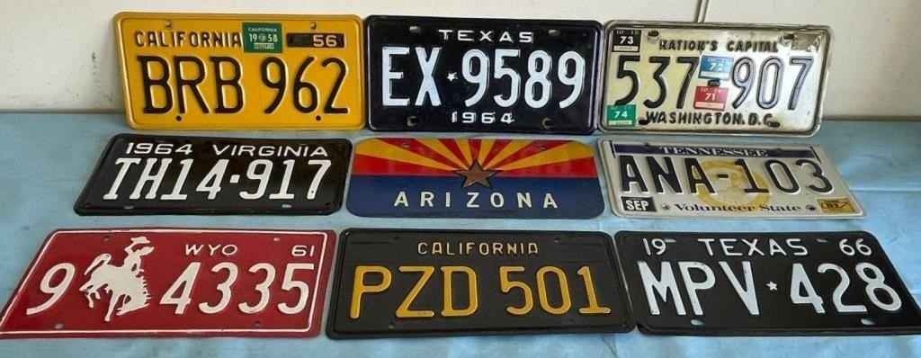 W - LOT OF COLLECTIBLE LICENSE PLATES (G37)