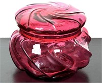 Cranberry Glass Covered Jar by Fenton