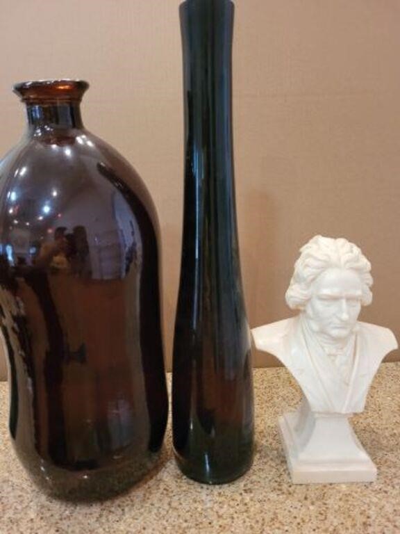 GROUP OF VASES, BUST, MISC