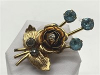 Antique 1920's Gold Filled Rhinestone Brooch