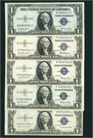 (5 NOTES) $1 1935 Silver Certificate Note