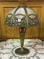 Metal Base Slag Glass Lamp (Approx. 24 Inches