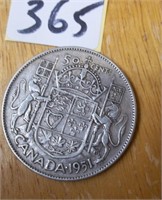 Canadian 1951 Silver  Fifty Cents Coin