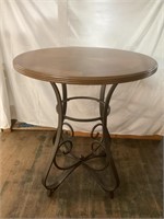 TALL WOODEN TABLE WITH METAL FRAME