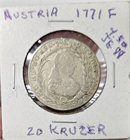 1771 F Austria 20 Kruzer Coin