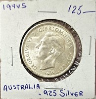 1944 S Australian Floriin Coin .925 Silver