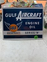 GULF AIRCRAFT ENGINE OIL - PORCELAIN SIGN