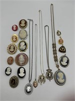 Cameo Pins Necklaces Charms Lot