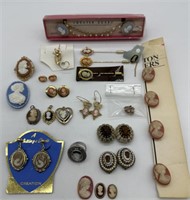 Cameo Surprise Jewelry & Button Lot