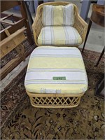 Rattan chair with ottoman