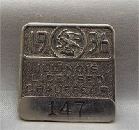 1936 Illinois Chauffer badge.