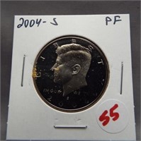 2004-S Proof Kennedy half dollar.