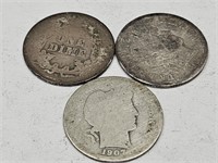 3-1907 S Barber Silver Dimes